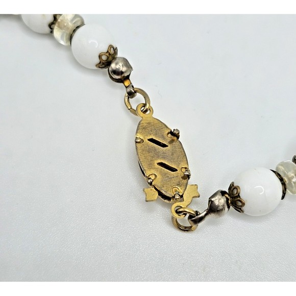 VTG VENETIAN MURANO COIN PINK ROSE GOLD SWIRL & WHITE ART GLASS BEAD NECKLACE - Picture 6 of 6